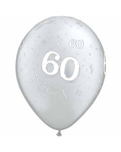 60-A-Round Silver Pearl - 28cm (11 Inch) Latex Balloon (60-15)
