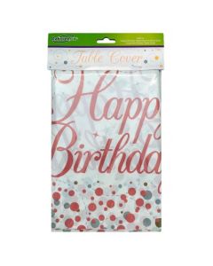 Sparkling Fizz Rose Gold - Table Cover - Happy Birthday (635715A)