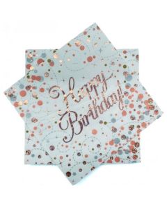 Spare Sparkling Fizz Rose Gold Napkin - Happy Birthday - (635722A)