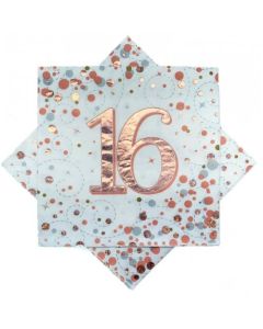 Spare Sparkling Fizz Rose Gold - Napkin 16th Birthday - Pack 16 (635753A)
