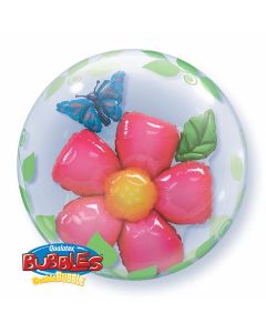 Flower With Leaves - 24 Inch Double Bubble Balloon (68806Q)