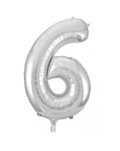 6 Silver Number - 86cm (34') Foil Balloon (6SilverA)