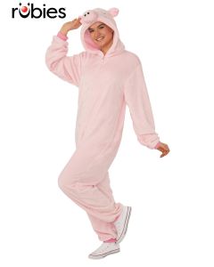 Pig Furry Hooded Onesie Adult Costume (RUB701130)