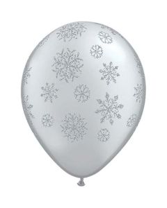 Snowflakes Silver Glitter - 28cm (11 Inch) Latex Balloon (80170Q)