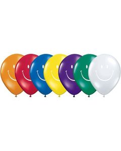 Smile Face (White Print) - Jewel Assorted - 28cm (11 Inch) Latex Balloon (85985Q)