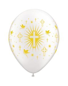 Cross and Doves Wrap (Gold) - 28cm (11 Inch) Latex Balloon (86384Q)