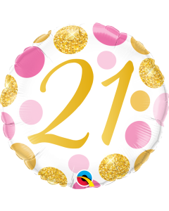 21st Pink & Gold Dots - 18 Inch Foil Balloons (88178Q) (88178Q)