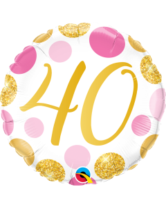 40 Pink & Gold Dots - 18 Inch Foil Balloon (88184Q)