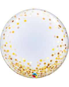 Gold Confetti Dots - 24 Inch Bubble Balloon (89727Q)