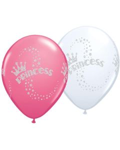 Glitter Princess -  White/Rose Princess  - 28cm (11 Inch) Latex Balloon (90395Q)