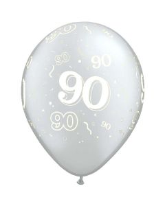 90-A-Round Silver Pearl - 28cm (11 Inch) Latex Balloon (90-15)