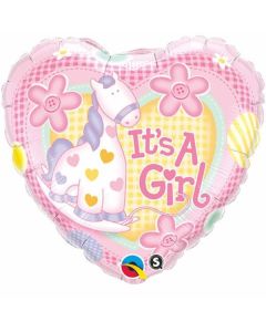 It's A Girl Soft Pony - 18 Inch Heart Foil Balloon (91297Q)