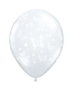 Butterflies A Round Diamond Clear 12cm (5 Inch) Latex Balloon (92517Q)