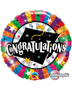 Congratulations Grad Cap - Holographic - 18 Inch Foil Balloon (93437Q)