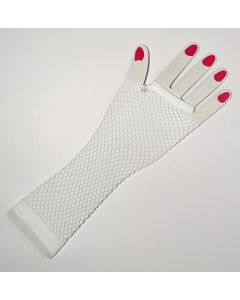Fishnet - Long White - Finger Less Gloves (CB1050-2)