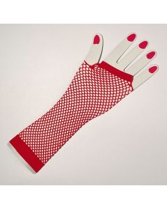 Fishnet - Long Red - Finger Less Gloves (CB1050-5)