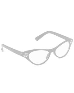 50s Rhinestone Glasses - White (GL62060)