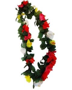 Hibiscus Multi Col Lei With Leaves Deluxe (GR2105)