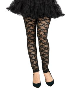 Footless 80s Lace Leggings - Black (LE90554BK)