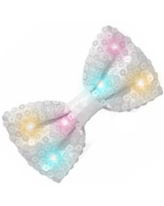 White Sequin Bow Tie With Lights (CA3267WH)