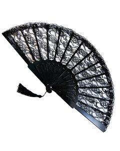 Fan - Black Lace With Tassel Fan (CA3281BK)