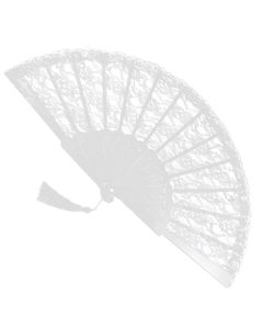 Lace Fan With Tassel - White (CA3281WH)