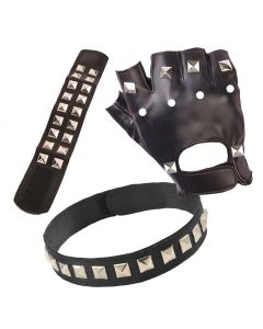 Punk Set - Glove, Choker & Wrist Cuff (CA3855)