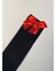 Black with Red Bow - Thigh High Stocking (CB6231)