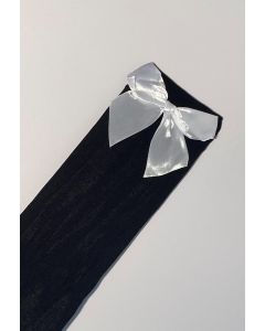 Black with White Bow - Thigh High Stocking (CB6233)
