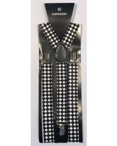 Black & White Check Braces / Suspenders 2.5cm x 2mtr (CB6720)
