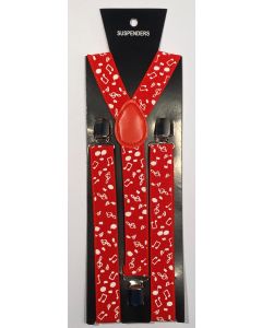 Musical Notes Red Braces/Suspenders (CB6722)