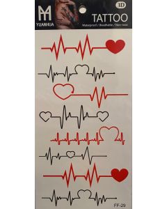 Tattoo Sheet (FF-29) - Heart Rate With Lovehearts (CBT1050)
