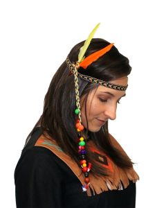 Indian Headband With Beads & Feathers (CI1271)