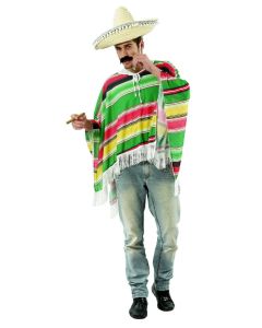 Mexican Poncho - Green / Red / Yellow - Adult Costume (CO5857)