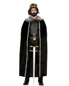 Black Cape Faux Fur Trim Hooded Cape (D21062)