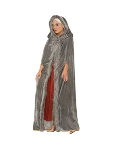 Grey & Gold Cape Faux Fur Trim Hooded Cape (D22160)