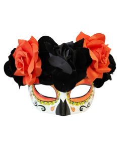 Day of The Dead Black & Red Flowered Eyemask (D23012)