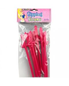 Penis Straws Pink (Pack of 12) (DPI0218)