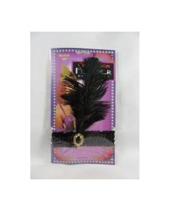 1920's Headband Black - Black Sequin & Black Feather -  Flapper Headpiece (DUAFLAPPER)
