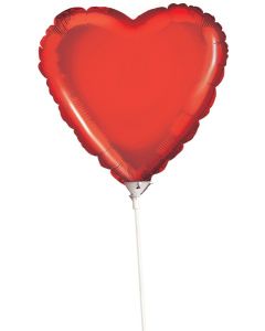 Red Heart - 22cm Foil Balloon On Stick (E2164 )