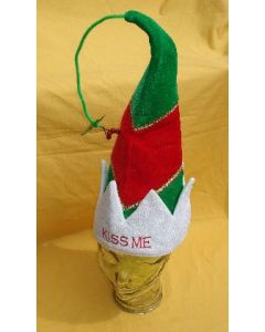 Elf Hat With Mistletoe and Kiss Me Embroidery (HATELFM)