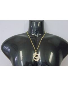 Dollar Sign Necklace Gold Small ($) (FN-DLR-SML)