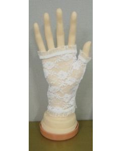 Lace Fingerless 13cm White Gloves (FNGL13W)