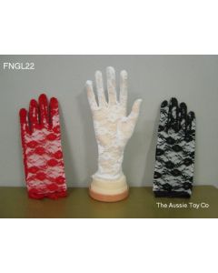 White Short 22cm Lace Gloves (FNGL22W)