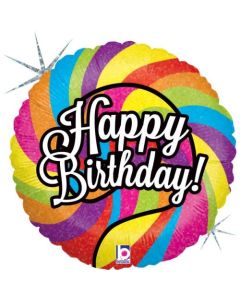 Happy Birthday Lollipop Swirl - 18 Inch Foil Balloon (G36015HP)