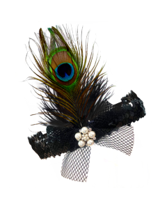 1920's Headband Peacock With Mesh Bow (HE3230)