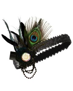 1920's Headband Peacock With Flower (HE3231)