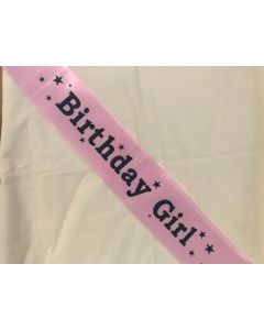 Sash - Birthday Girl - Pink With Stars (CB0821)