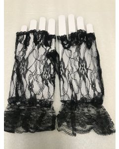 Fingerless Lace Black Gloves 18cm (FNGL18B)