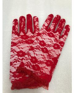 Red Short 22cm Lace Gloves (FNGL22R)